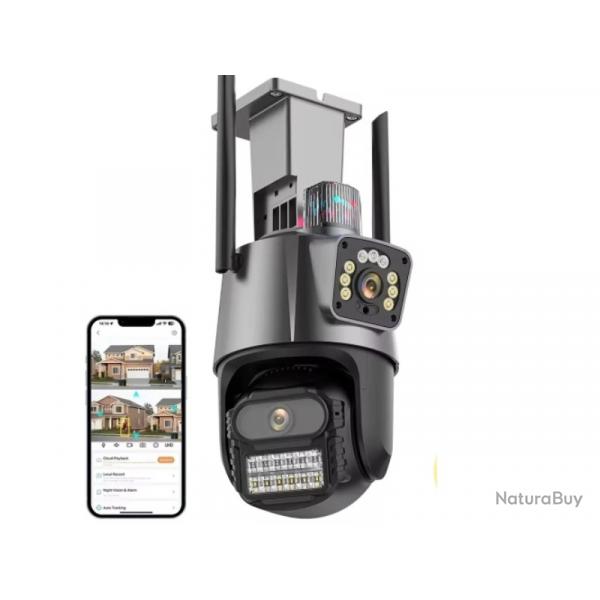 Camra de scurit 4MP sans carte SD avec alarme lumineuse  distance avec le tlphone rotative