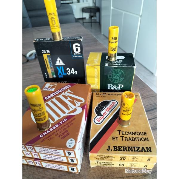 Lot de 114 cartouches  plomb calibre 20