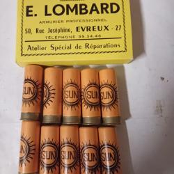 Boîte de 10 belles cartouches anciennes Italiennes. "SUN"cal 12 douilles cartons