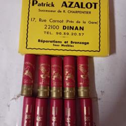 Boîte de10 belles cartouches anciennes cal 16 douilles cartons  "TIR AUX PIGEONS "