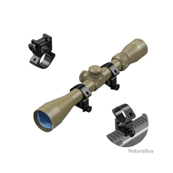 Lunette de Vise 3-9x40 R4 Rticule Crosshair Optiques HD Multicouches Rail Queue d'Aronde 11mm Kaki