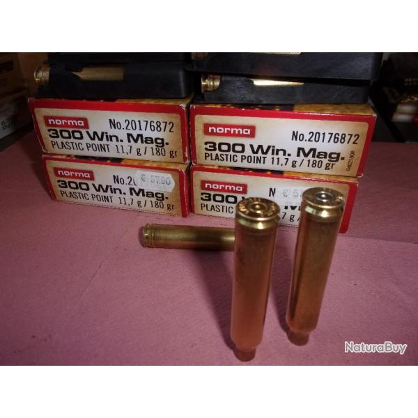 144  douilles vides de calibre  300 Winch  Magnum  marque   NORMA