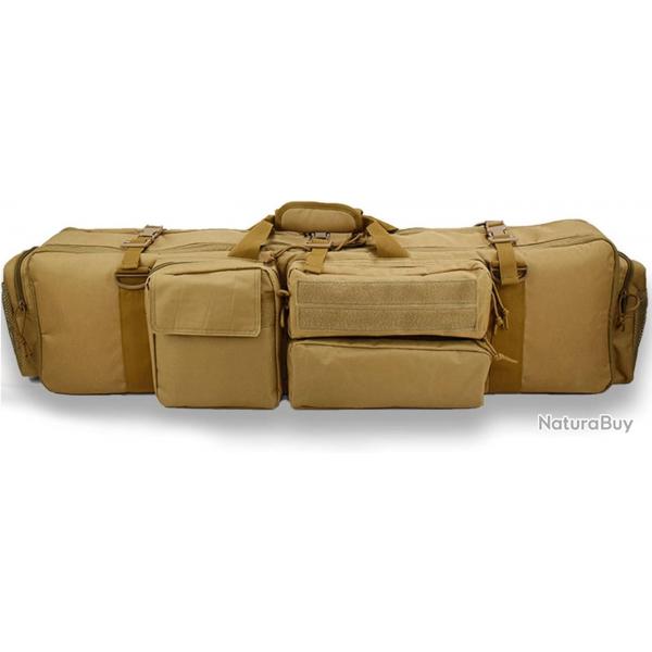HOUSSE DE TRANSPORT POUR 2 CARABINES/FUSILS + MUNITIONS ET ACCESSOIRES - KAKI - LIVRAISON GRATUITE