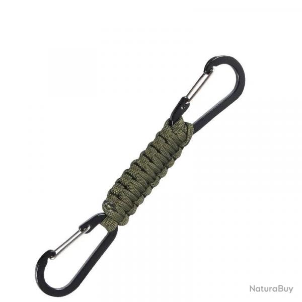 Porte-cls paracorde double mousqueton multifonction - Vert arme