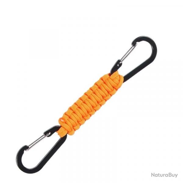 Porte-cls paracorde double mousqueton multifonction - Orange