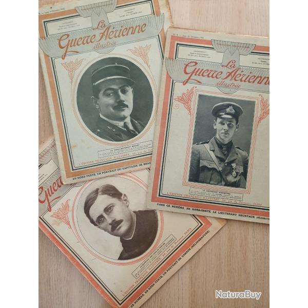 Revue de La guerre arienne illustre N 5 , 6 et 7 avec leurs hors texte. 1916 WW1
