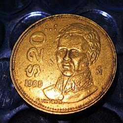 Mexico piece de 20 pesos 1989  ttb (laiton)