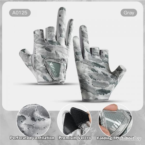 1 paire de gants de pche pour hommes, sous-protecteur solaire et antidrapant Style 2 Taille L