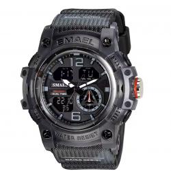Montre militaire homme Quartz sport analogique numérique étanche 50M réveil robuste Camo Gris