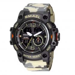 Montre militaire homme Quartz sport analogique numérique étanche 50M réveil robuste Camo Kaki