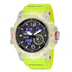 Montre militaire homme Quartz sport analogique numérique étanche 50M réveil robuste Jaune