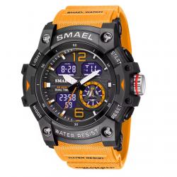 Montre militaire homme Quartz sport analogique numérique étanche 50M réveil robuste Orange