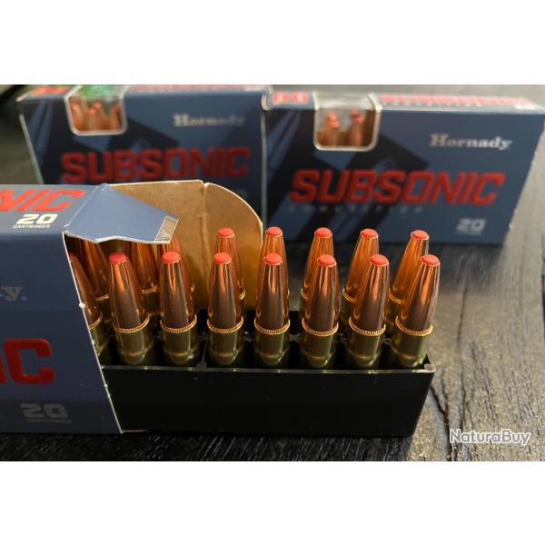 3x20 soit 60 Cartouches 300 blackout300 AAC Hornady Subsonic Sub-x