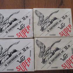 LOT DE 4 BOITES DE CARTOUCHES   WAT  SUPER POUR 12/70