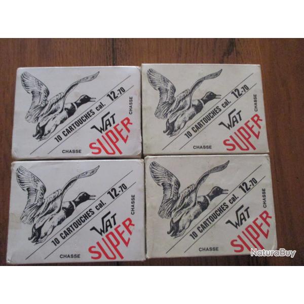 LOT DE 4 BOITES DE CARTOUCHES   WAT  SUPER POUR 12/70