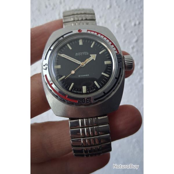 VOSTOK AMPHIBIA TONNEAU MONTRE MCANIQUE ANCIENNE MADE IN URSS CCCP CHISTOPOL 1970s