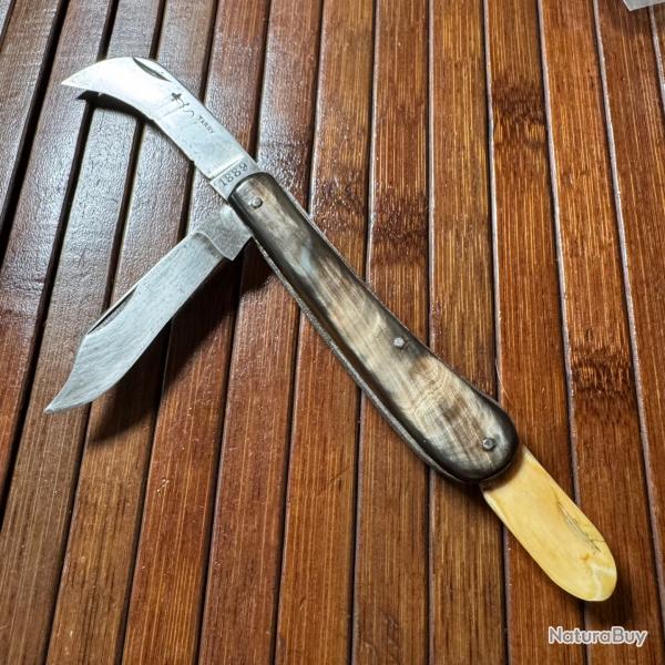 COUTEAU FRANAIS VINTAGE COLLECTOR TARRY LEVIGNE MULTI LAMES CORNE ET OS