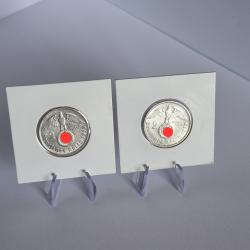 Lot 2 X 2 Reichsmark Argent 1938 B - 1939 A , Allemagne , IIIème Reich , WW2 , WWII