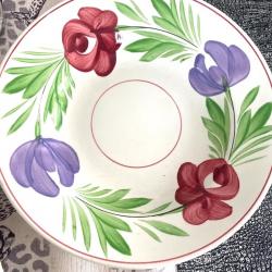 3 assiettes creuses céramique de Sarreguemines décor champêtre 19/20 siècle