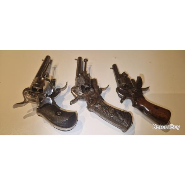 Lot 3 revolver 7mm  broche