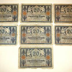 BILLET ALLEMAND DE 20 MARK de la PREMIERE GUERRE.