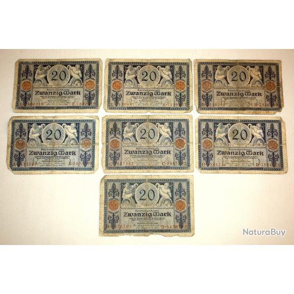 BILLET ALLEMAND DE 20 MARK de la PREMIERE GUERRE.