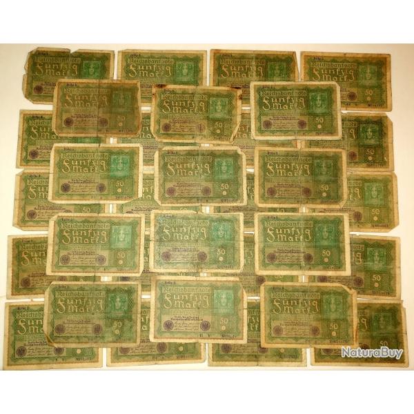 BILLET ALLEMAND 50 MARK de 1919 - ETRE DEUX GUERRES.