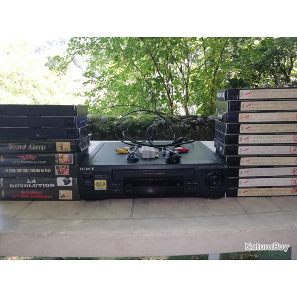 MAGNETOSCOPE Sony SLV-675HF VCR 4 Ttes VHS +LOT 18 CASSETTES FILMS :COMME NEUF