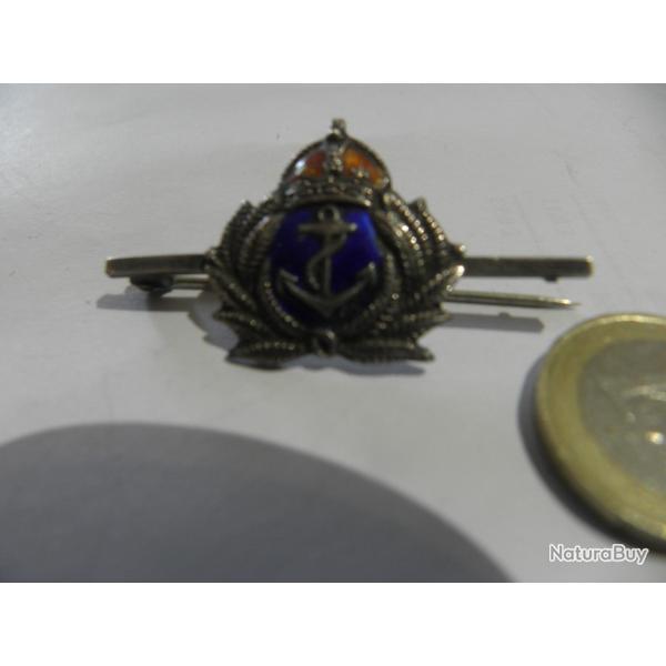 Broche en mail et argent de la Royal Navy britannique de la Seconde Guerre mondiale