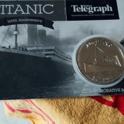 Médaille commémorative du 100e anniversaire du Titanic, Belfast Telegraph 2012, emballage scellé