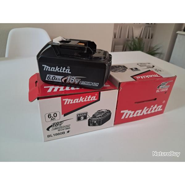 2 x batteries makita 18v 6ah 1860b toutes neuves