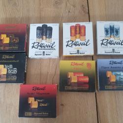 collectioN de 8 boites anciennes ROTTWEIL de calibre 12