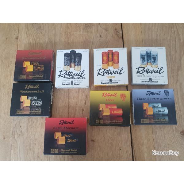 collectioN de 8 boites anciennes ROTTWEIL de calibre 12