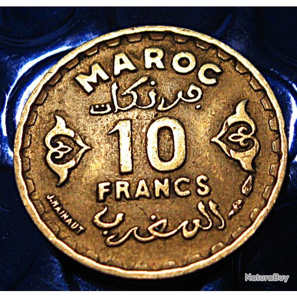Maroc piece  de 10 francs (empire cherifien) 1371 ttb