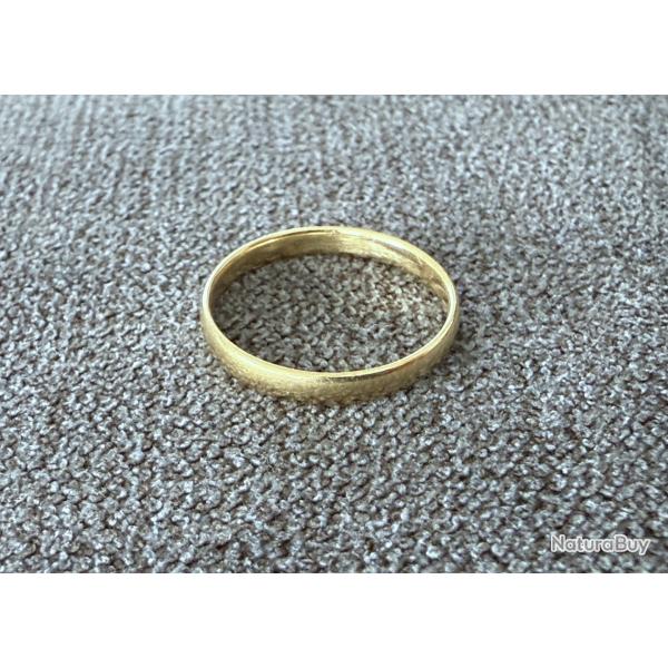 Fin anneau or jaune 18 carats - taille 46 - bague - alliance