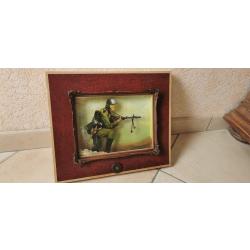 Tableau peinture sur verre soldat Allemand avec MG34