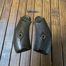 PAIRE PLAQUETTES DE CROSSE COMPLÈTE AVEC VISSERIE ORIGINALE SMITH & WESSON 38
