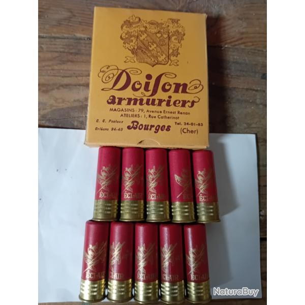 Bote de 10 belles cartouches anciennes cal 12 " ECLAIR" douilles  cartons
