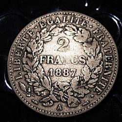 France piece de 2 francs "CERES"  argent de 1887 A TTB