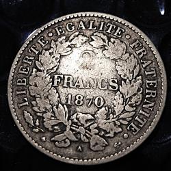 France piece de 2 francs "CERES"  argent de 1870 A TTB