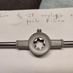 Filière 1/2-28  Unef + porte filière , pour filetage du cache flamme AR15
