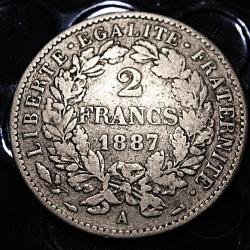 France piece de 2 francs "CERES"  argent de 1887 TTB