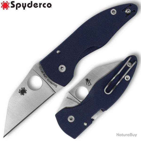 Couteau Spyderco MicroJimbo Lame Acier CPM-SPY27 Manche G10 Bleu Compression Lock USA SC264GPCBL