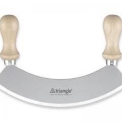 Hachoir berçoir TRIANGLE, lame 18 cm, poignées hêtre, inox.