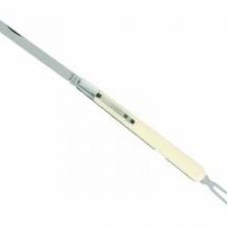 Couteau à dégustation 2 pièces ( lame et fourchette 2 dents inox ) manche 14 cm façon ivoire