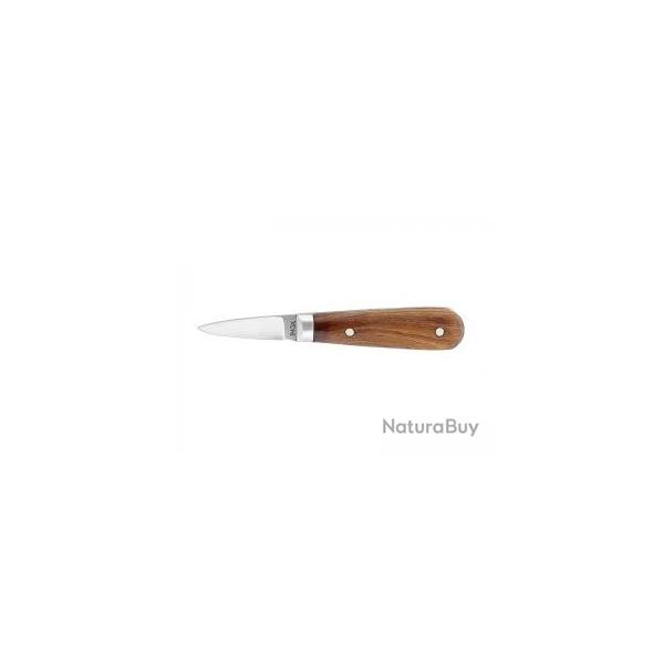 Couteau  hutres ordinaire, lame lancette inox, manche bois exotique 2 rivets.