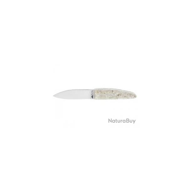 Couteau  hutres Charles Canon, 13 cm, lame acier 12C27 mat, manche coquilles d'hutres.