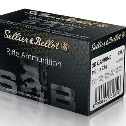 Munition Sellier & Bellot 30 Carbine FMJ 7.1g 110gr x2 boites