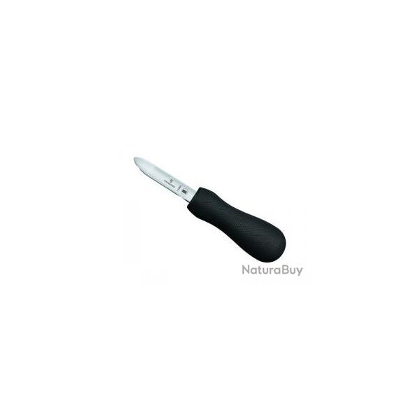 Couteau hutres VICTORINOX, lame lancette courbe inox, manche nylon noir antidrapant.