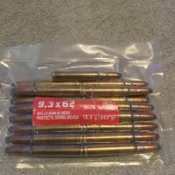 Balles GECO  9,3x62 balles demi blindées 255gr 19 unités